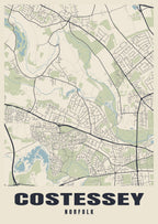 Street map poster of Costessey, Norfolk