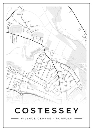 Costessey Village Centre Street Map Poster