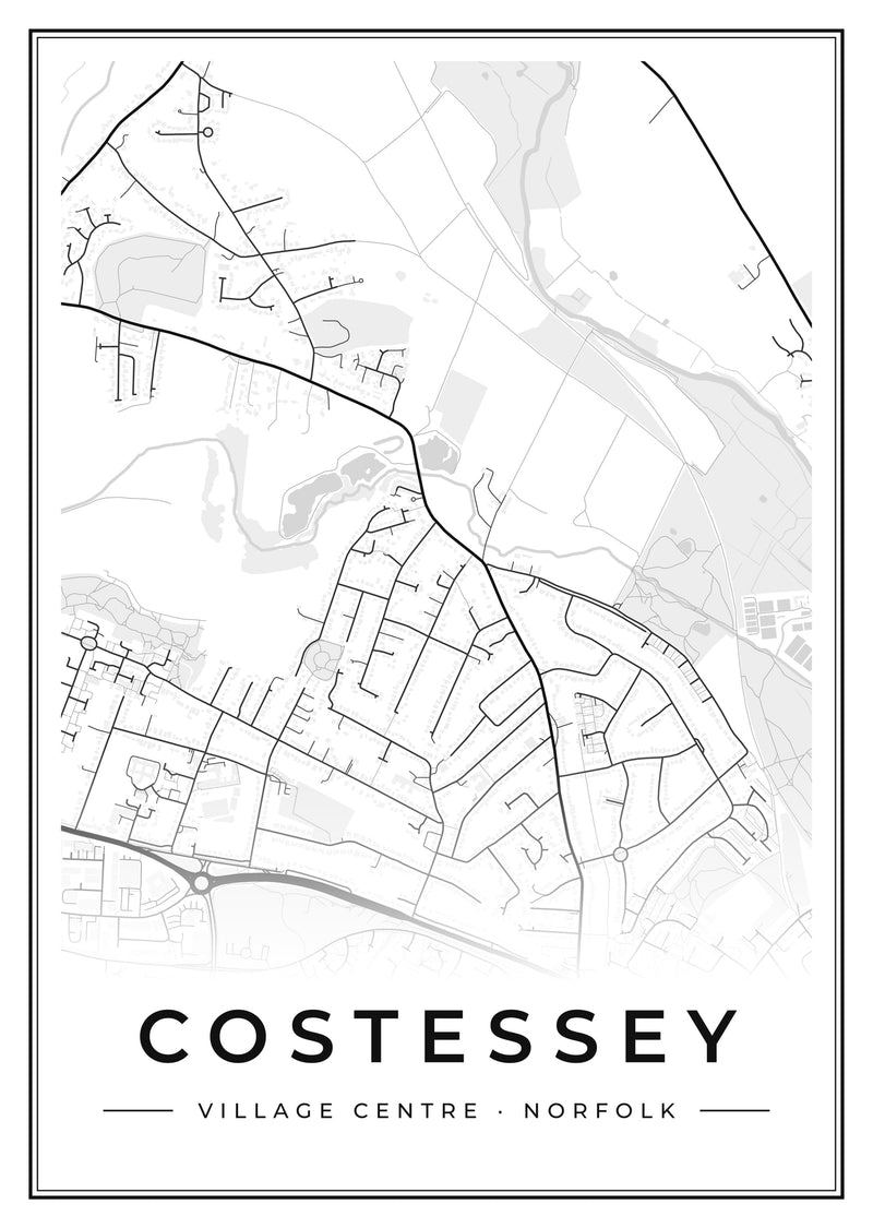 Costessey Village Centre Street Map Poster