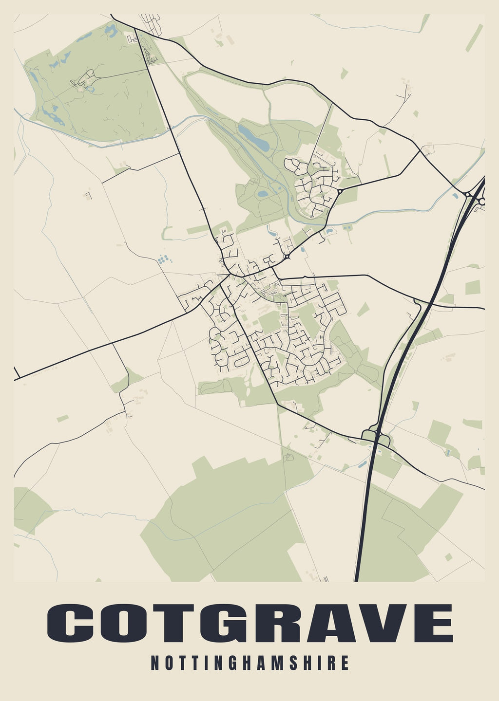 Street map poster of Cotgrave, Nottinghamshire