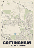 Street map poster of Cottingham, East Riding of Yorkshire