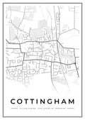Street map poster of Cottingham village centre, East Riding of Yorkshire