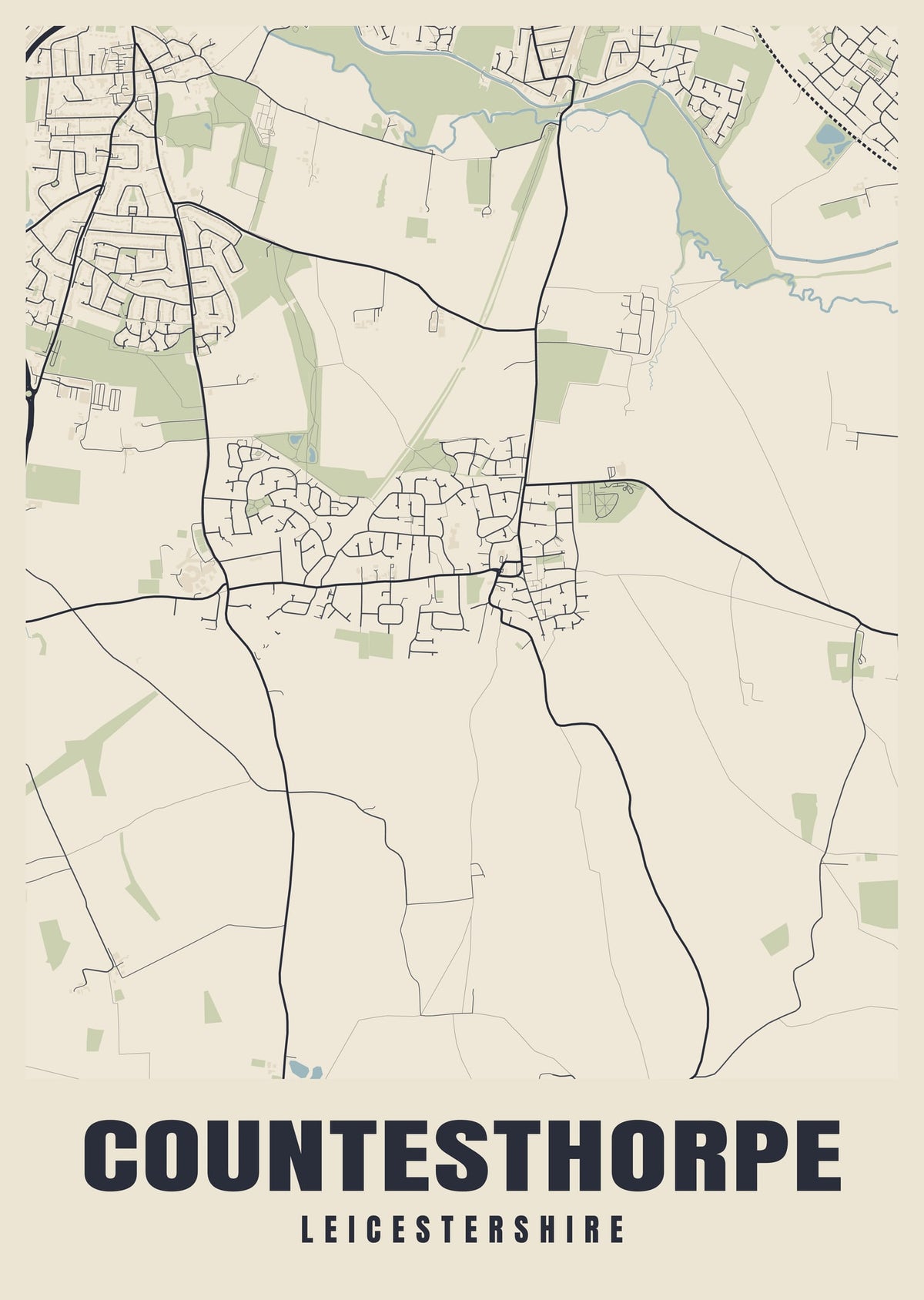 Street map poster of Countesthorpe, Leicestershire