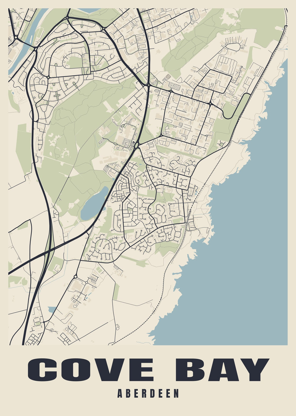 Street map poster of Cove Bay, Aberdeen