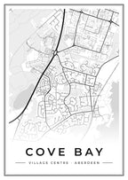 Street map poster of Cove Bay village centre, Aberdeen