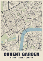 Heritage street map poster of Covent Garden, Westminster, London