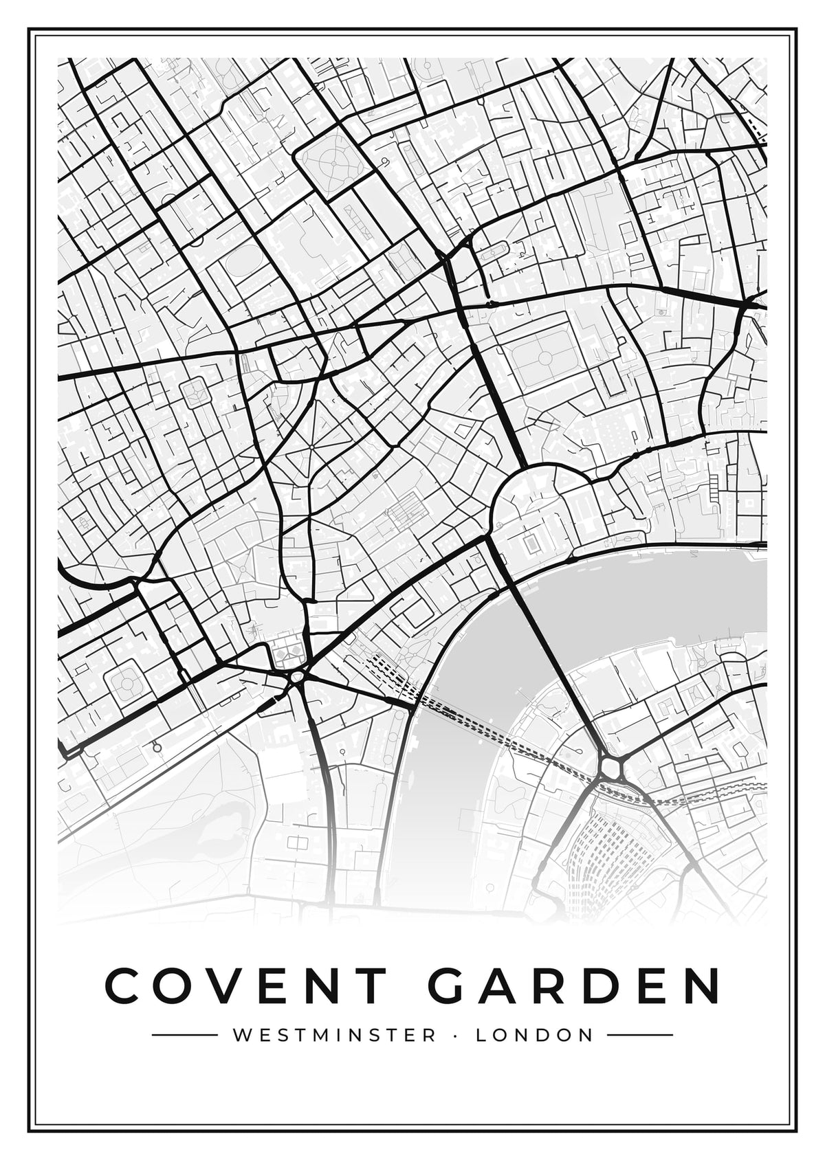 Street map poster of Covent Garden, Westminster, London