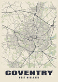 Street map poster of Coventry, West Midlands
