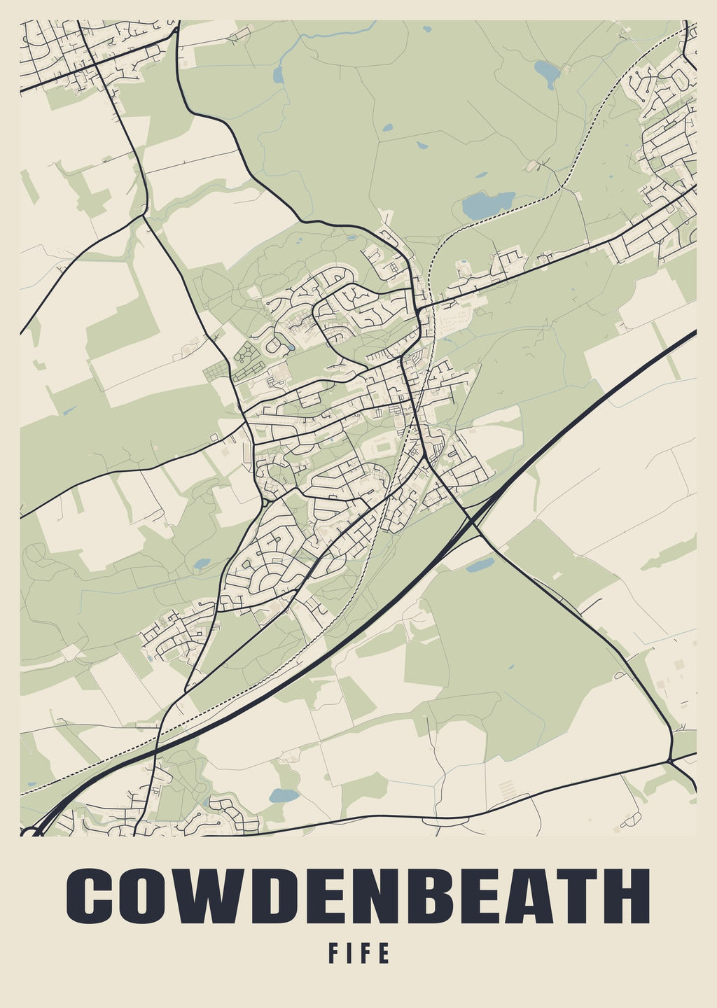 Street map poster of Cowdenbeath, Fife