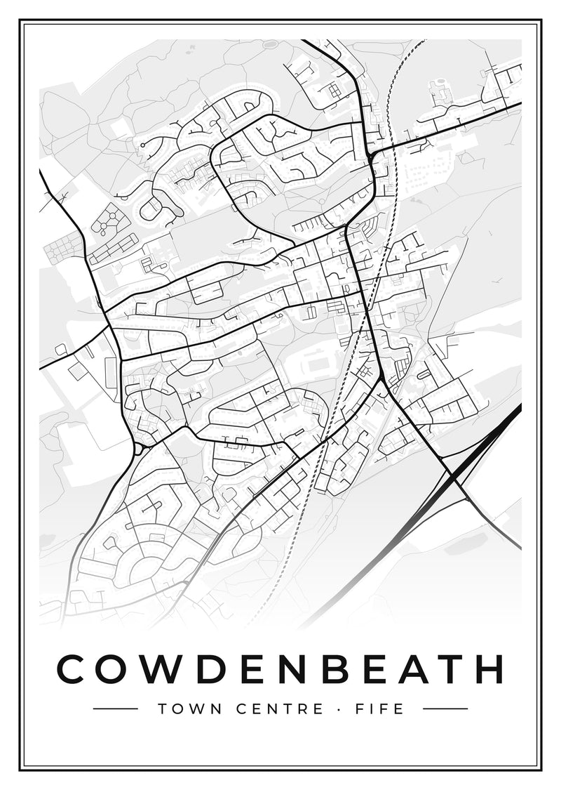 Cowdenbeath Town Centre Street Map Poster