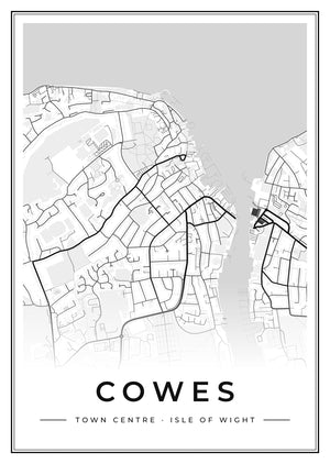 Cowes Town Centre Street Map Poster