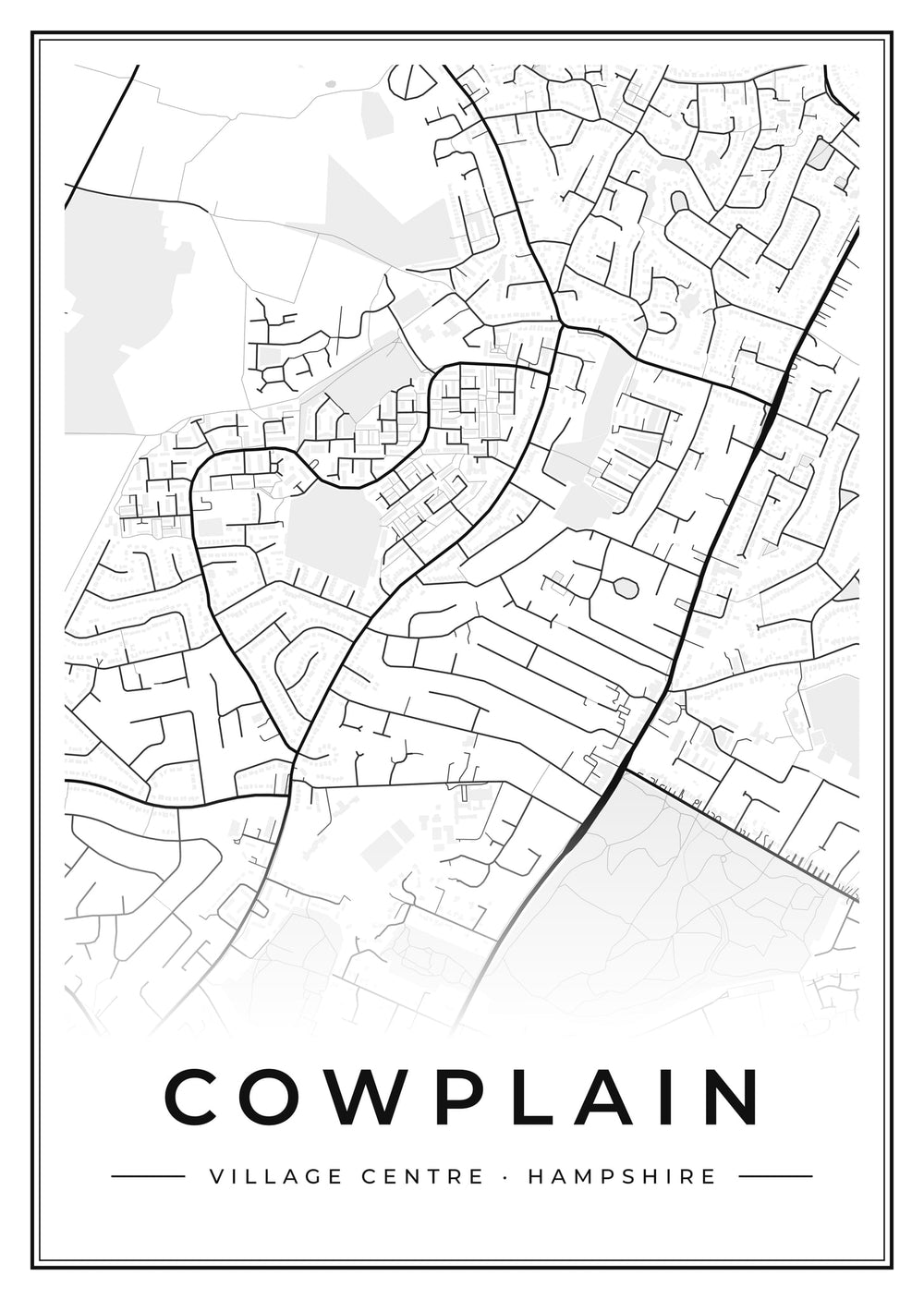 Cowplain Village Centre Street Map Poster