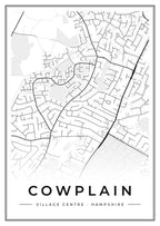 Street map poster of Cowplain village centre, Hampshire