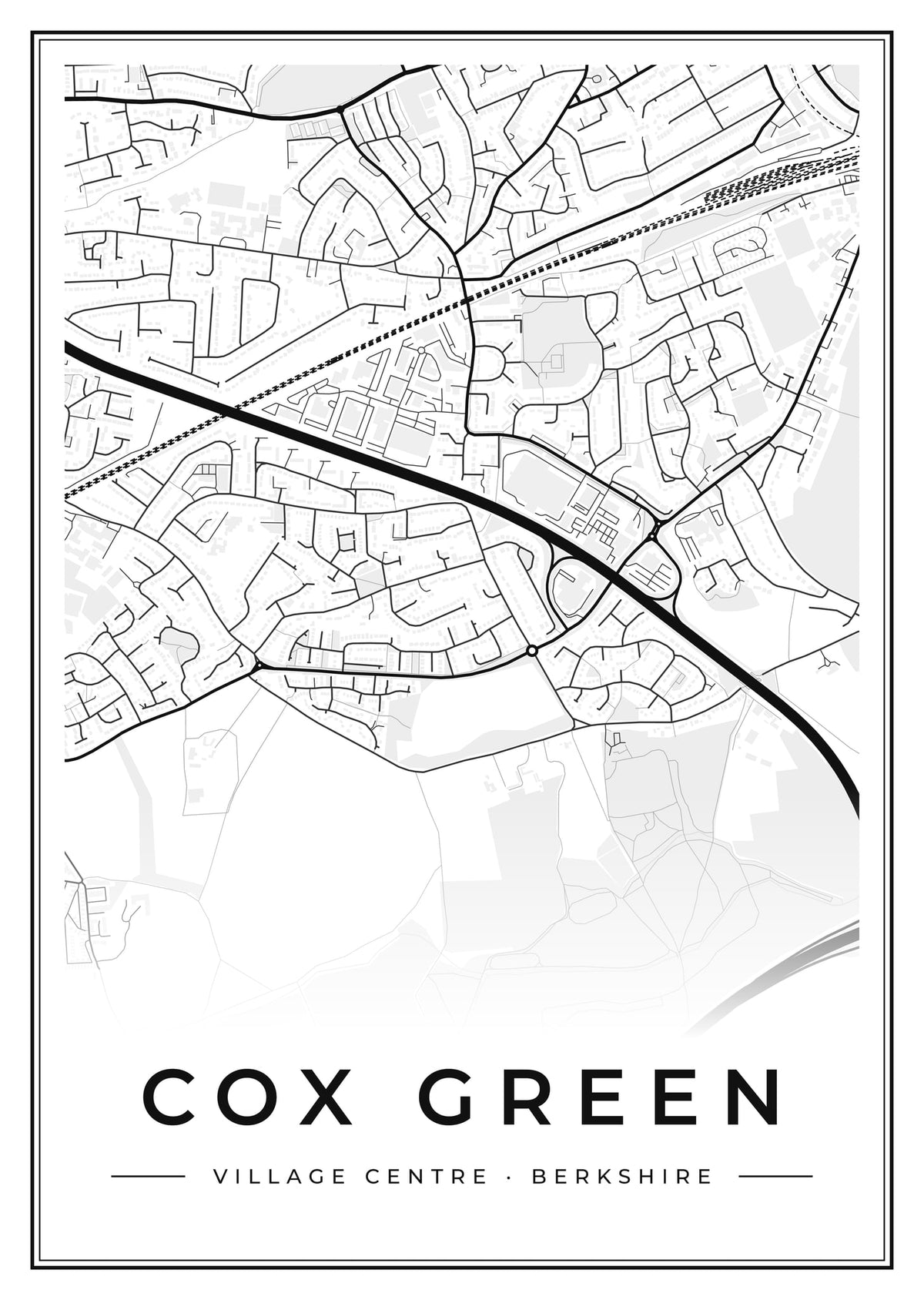 Street map poster of Cox Green village centre, Berkshire