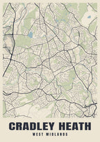 Street map poster of Cradley Heath, West Midlands