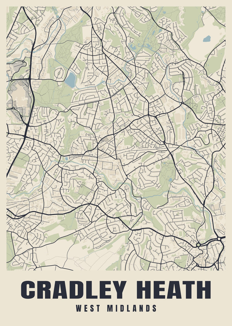 Cradley Heath Street Map Poster