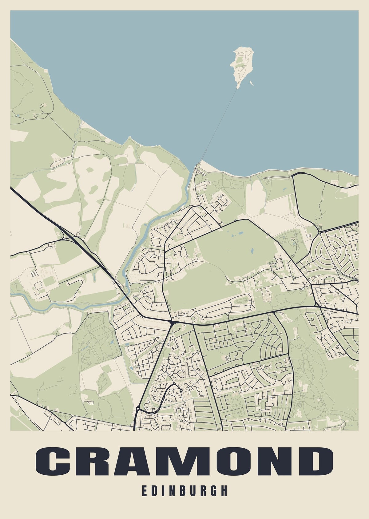 Street map poster of Cramond, Edinburgh