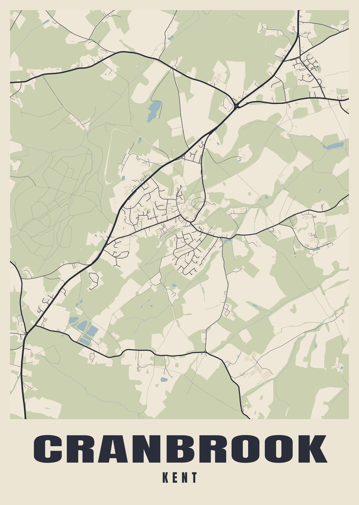 Street map poster of Cranbrook, Kent