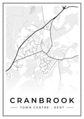 Street map poster of Cranbrook town centre, Kent