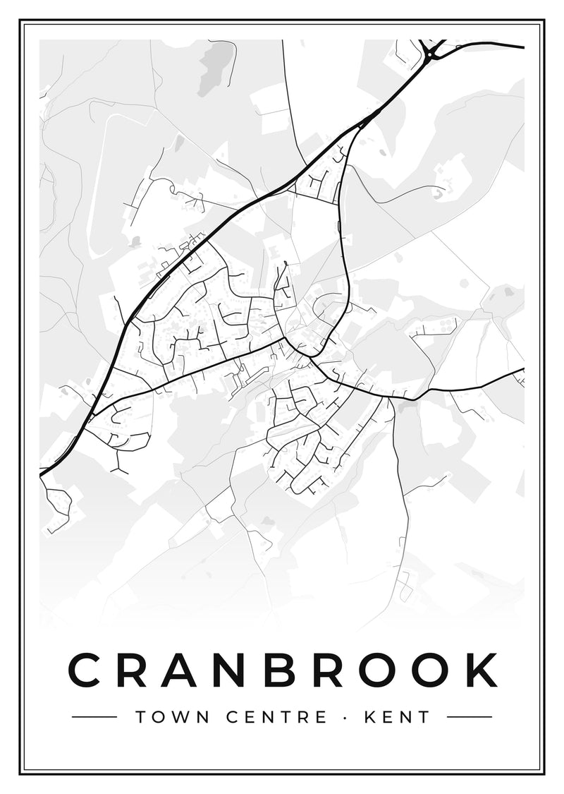 Cranbrook Town Centre Street Map Poster