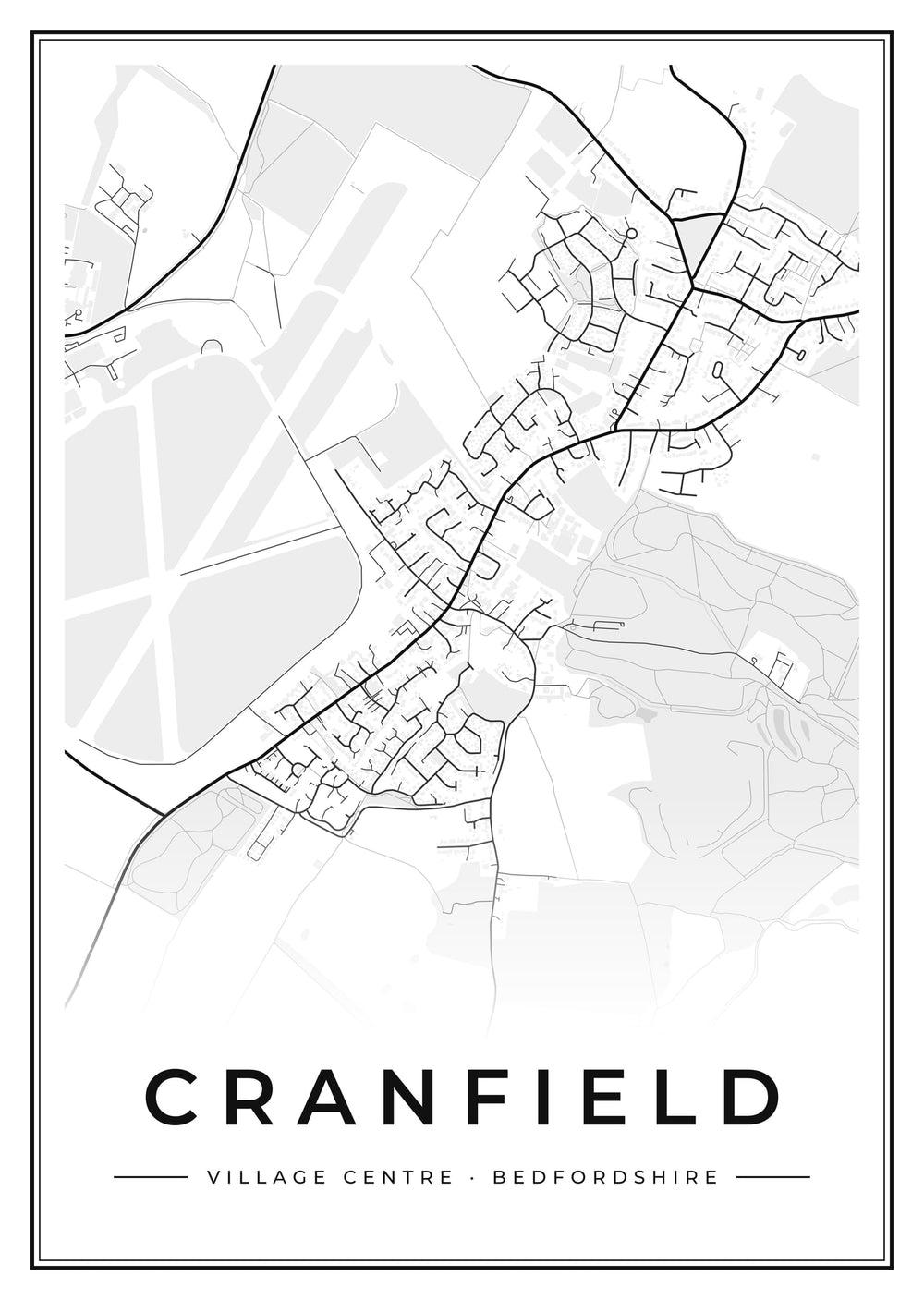 Cranfield Village Centre Street Map Poster