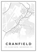 Street map poster of Cranfield village centre, Bedfordshire