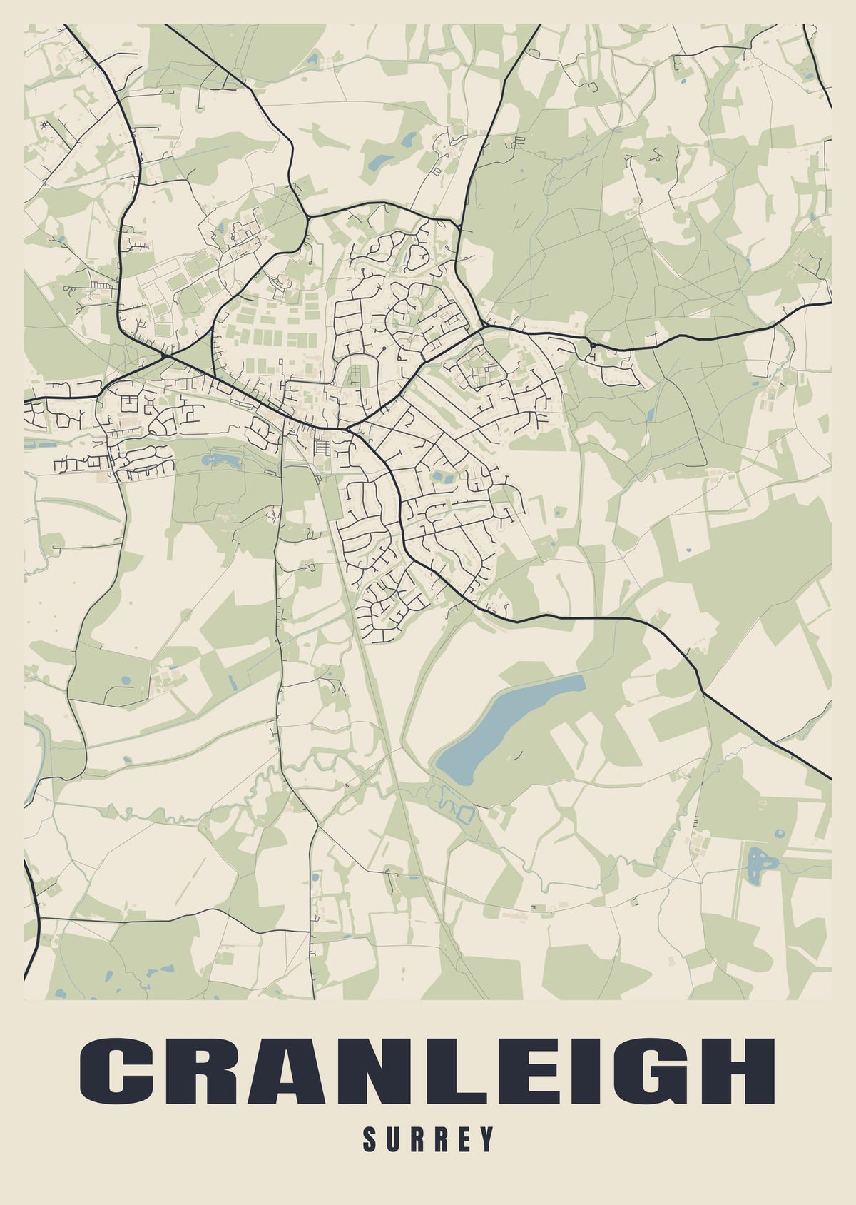 Street map poster of Cranleigh, Surrey