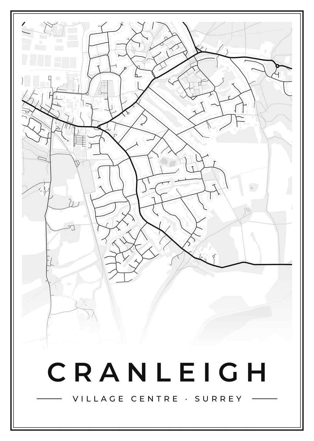 Cranleigh Village Centre Street Map Poster