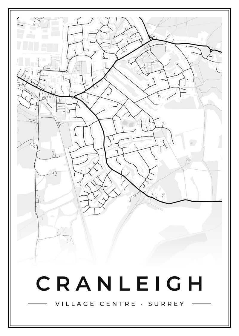 Cranleigh Village Centre Street Map Poster