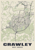 Street map poster of Crawley, West Sussex
