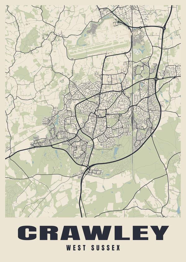 Crawley Street Map Poster
