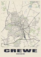 Street map poster of Crewe, Cheshire