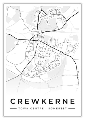 Crewkerne Town Centre Street Map Poster