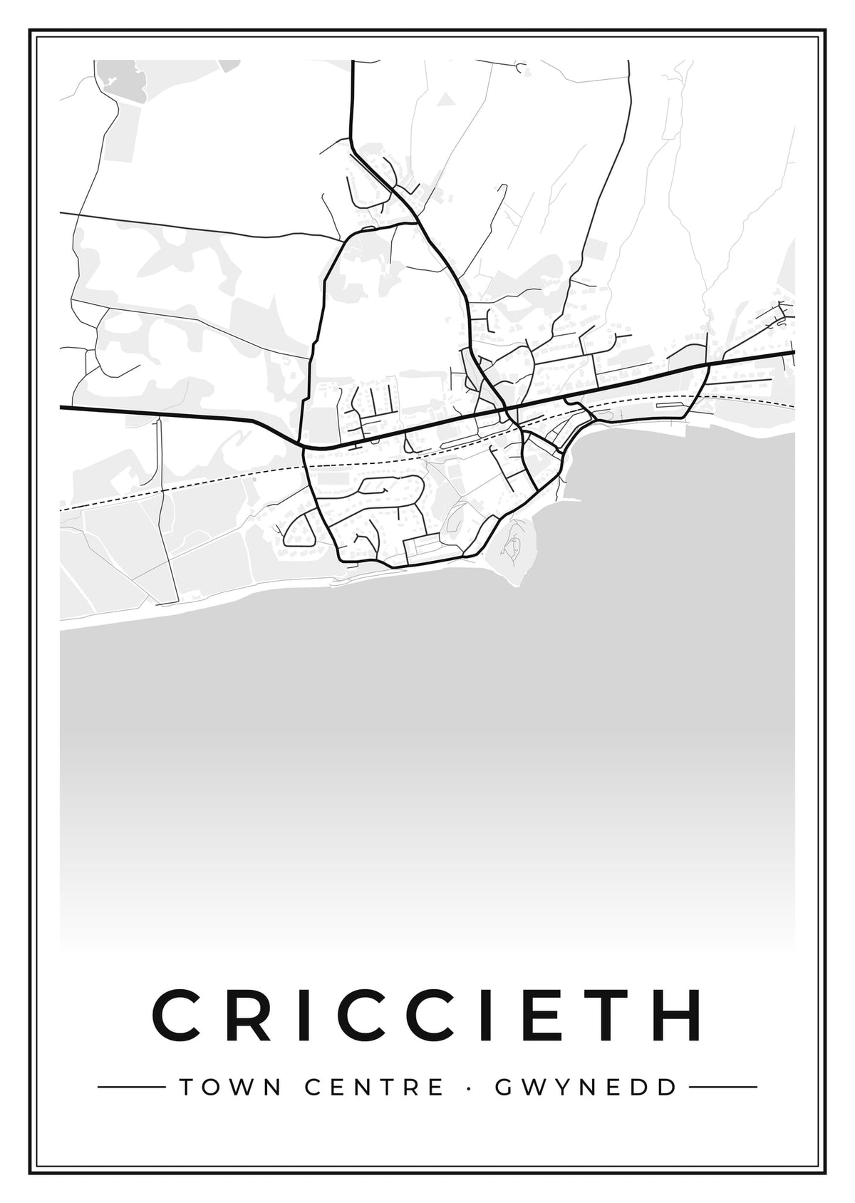 Street map poster of Criccieth town centre, Gwynedd