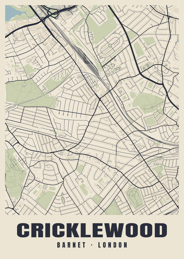 Cricklewood Heritage Street Map Poster