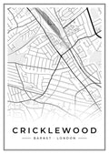 Street map poster of Cricklewood, Barnet, London