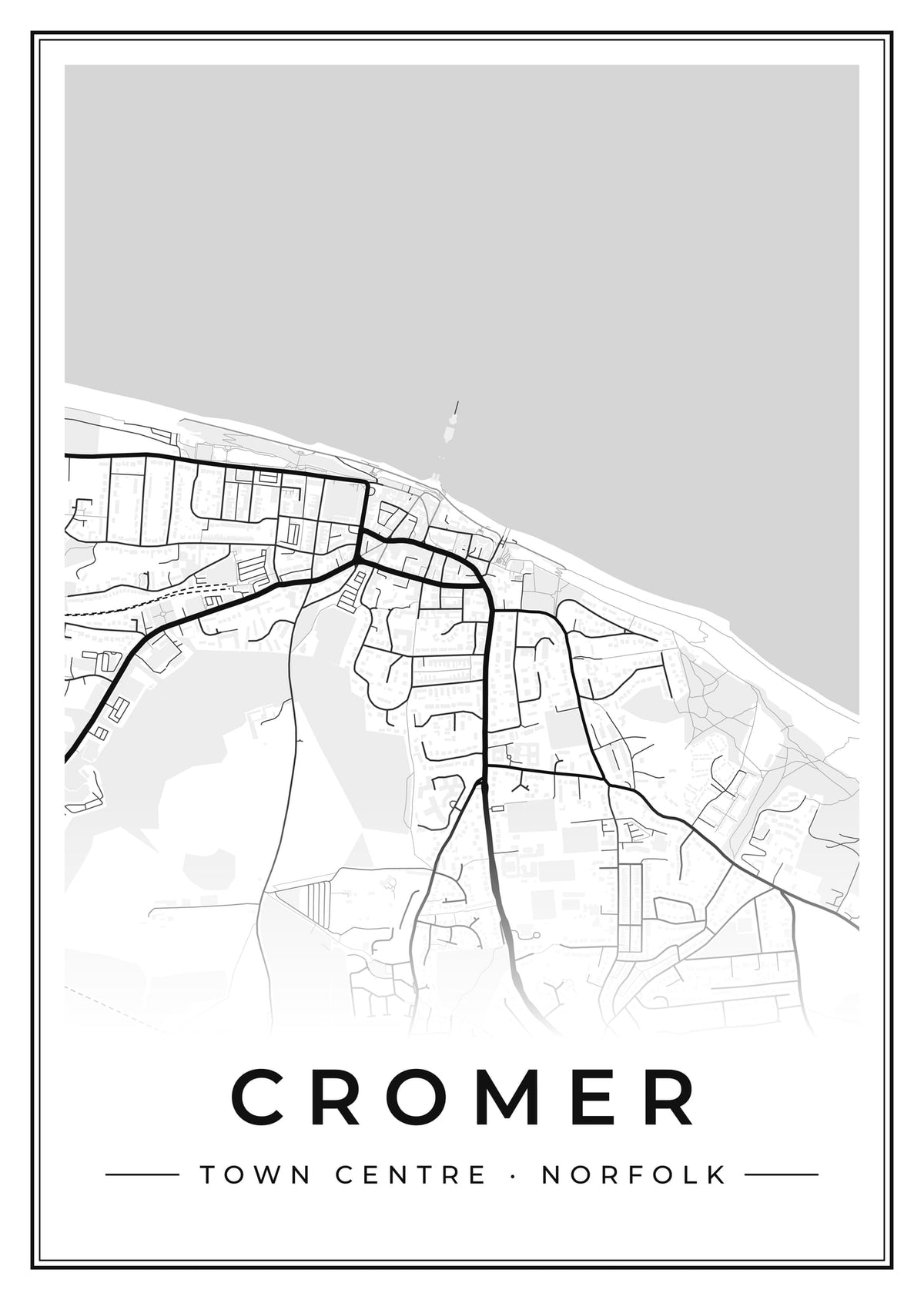 Street map poster of Cromer town centre, Norfolk