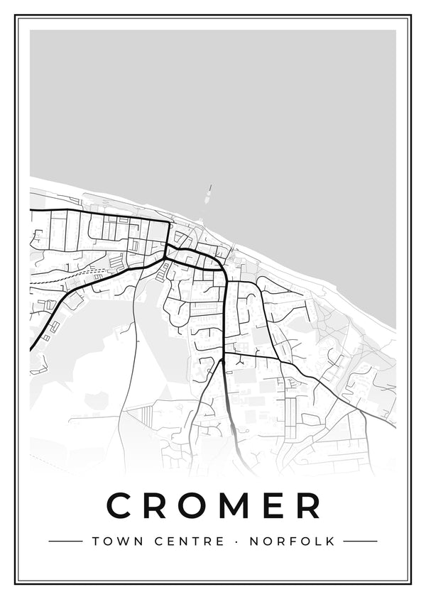 Cromer Town Centre Street Map Poster