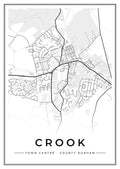 Street map poster of Crook town centre, County Durham