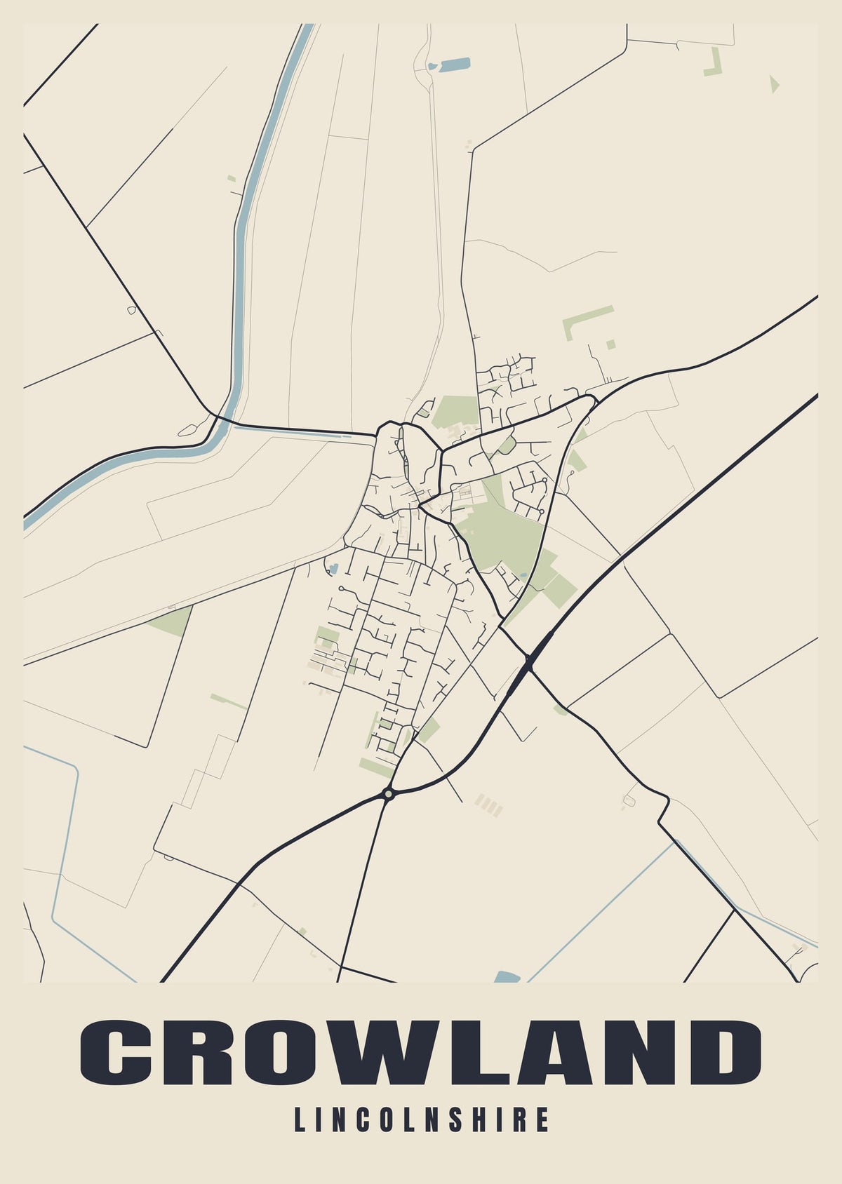 Street map poster of Crowland, Lincolnshire
