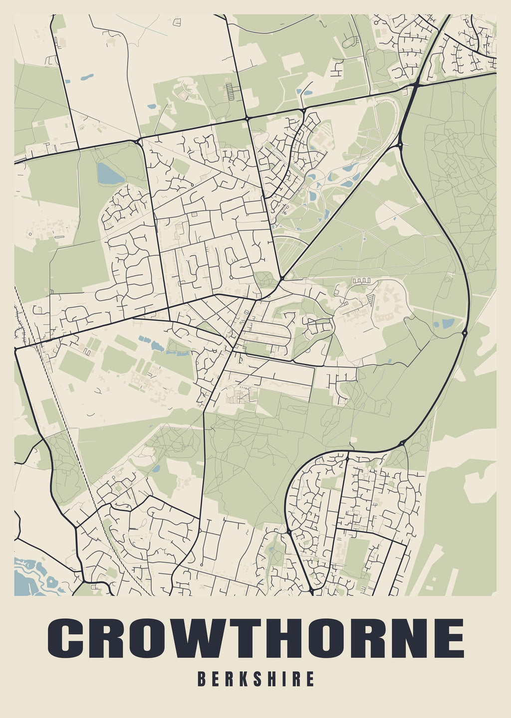 Street map poster of Crowthorne, Berkshire