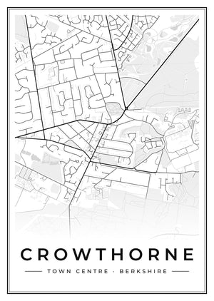 Crowthorne Town Centre Street Map Poster