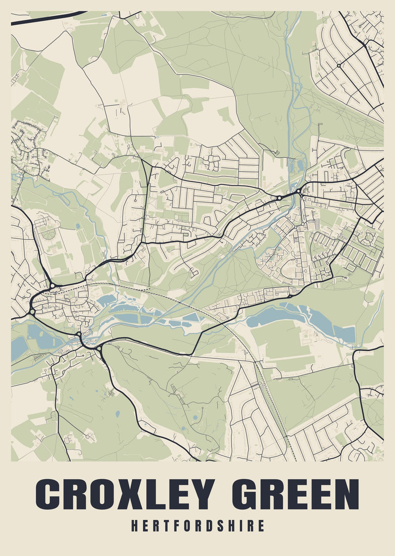 Croxley Green Street Map Poster