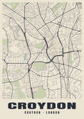 Heritage street map poster of Croydon, Croydon, London