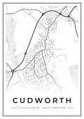 Street map poster of Cudworth village centre, South Yorkshire