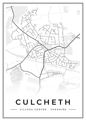 Culcheth Village Centre Street Map Poster
