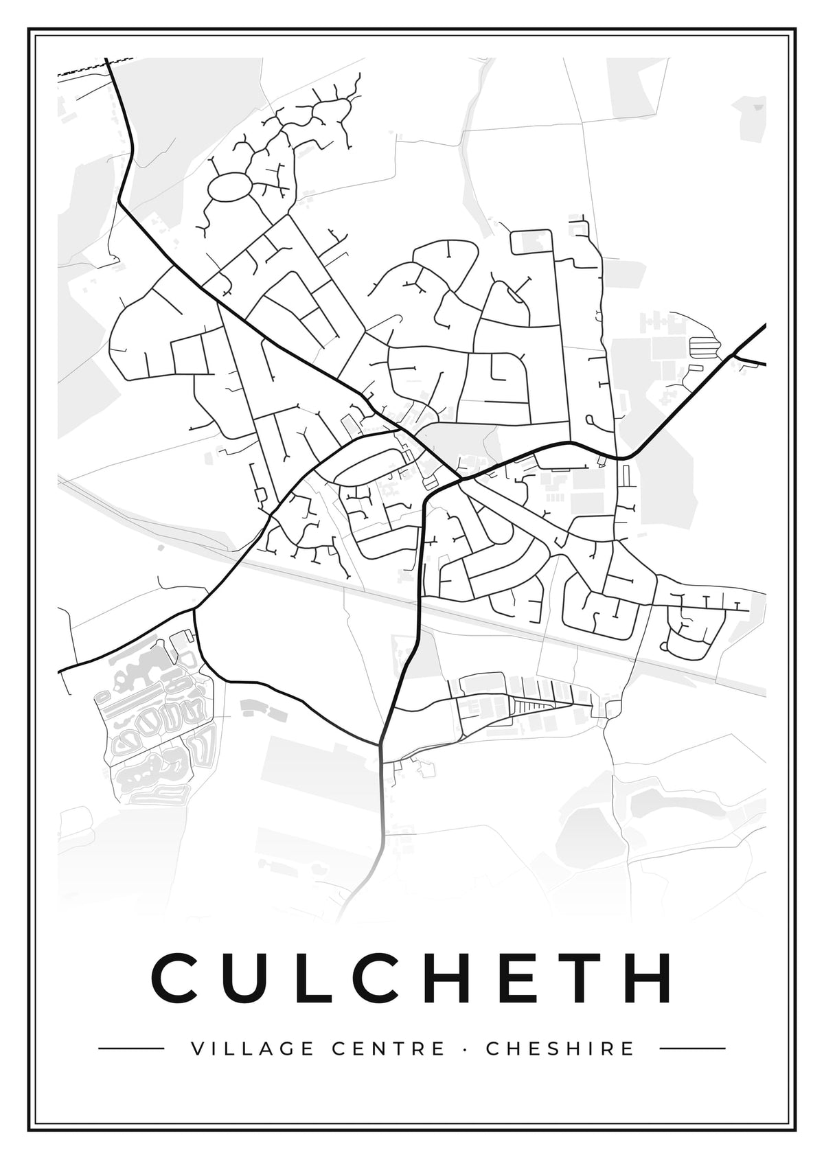 Street map poster of Culcheth village centre, Cheshire