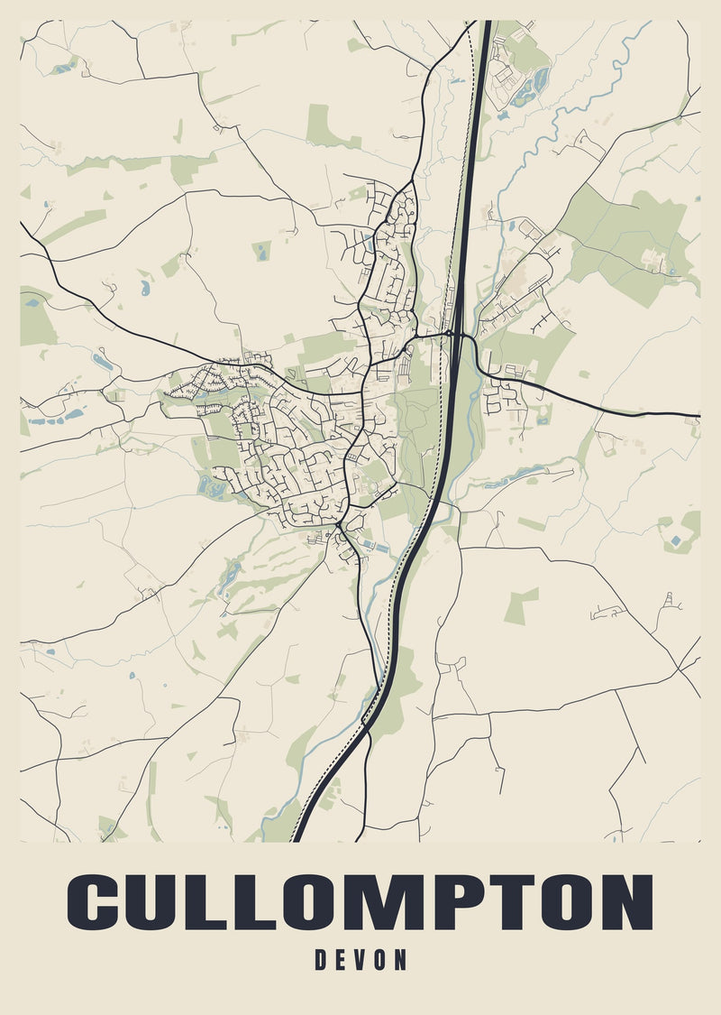 Cullompton Street Map Poster
