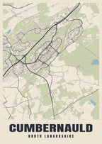 Street map poster of Cumbernauld, North Lanarkshire