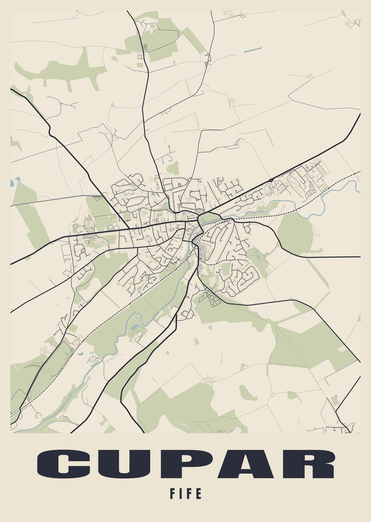 Street map poster of Cupar, Fife